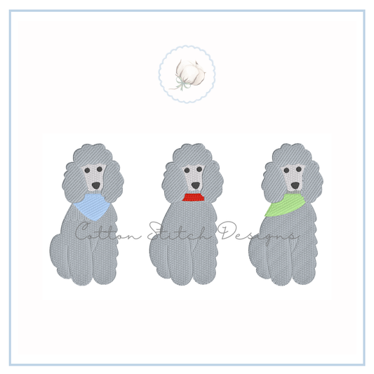 Poodle Trio Fill Embroidery Design