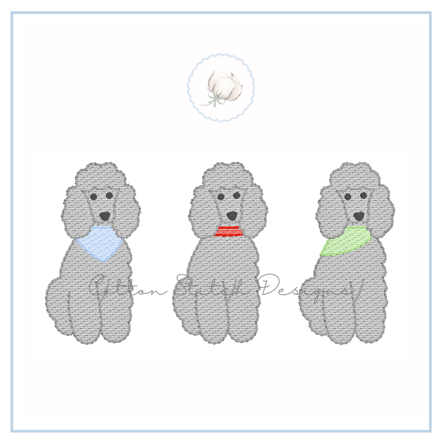 Poodle Trio Embroidery Design