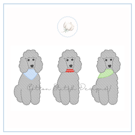 Poodle Trio Embroidery Design