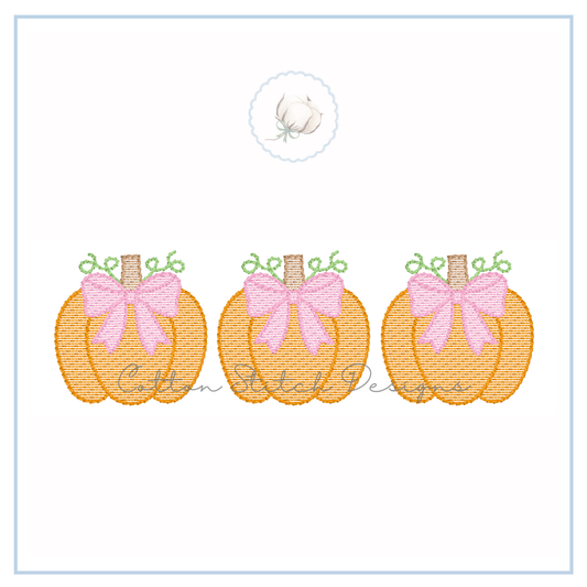 Pumpkins with Bow Trio Embroidery Design
