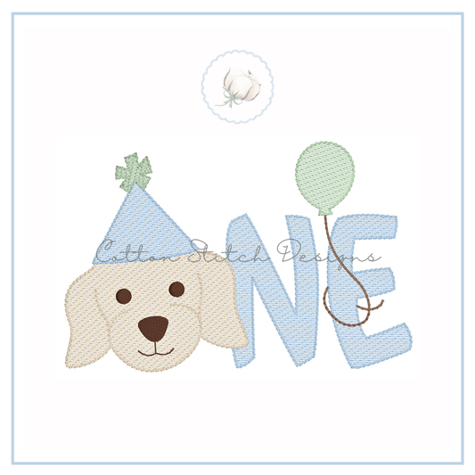 Puppy Birthday One Embroidery Design