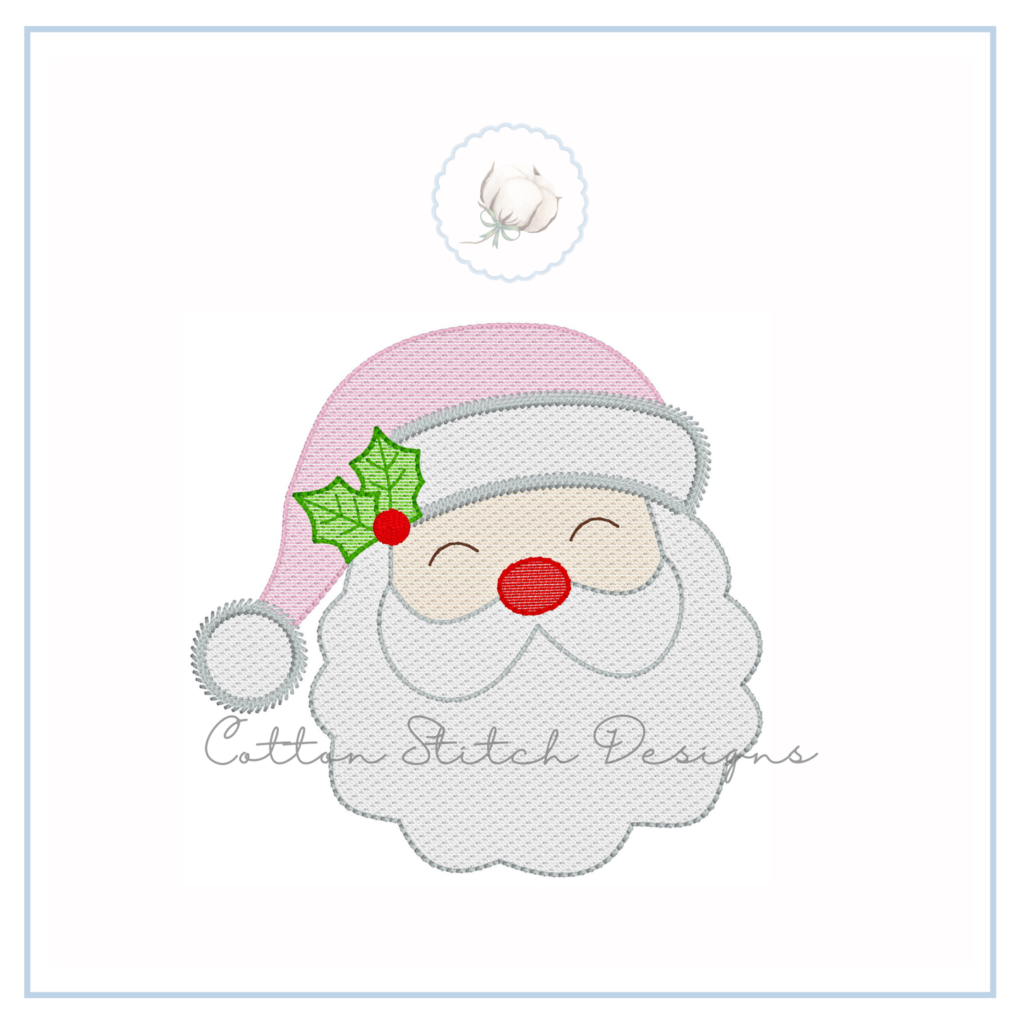Santa and Holly Sketch Embroidery Design
