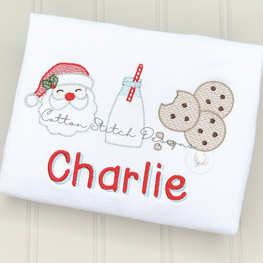 Santa Milk and Cookies Trio Sketch Stitch Embroidery Design