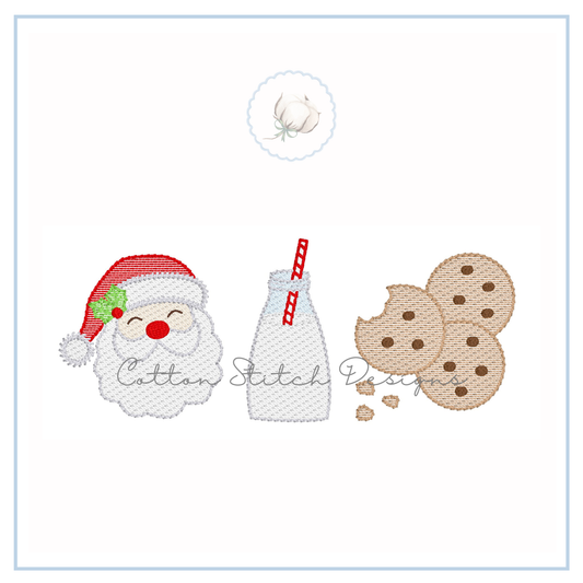 Santa Milk and Cookies Trio Sketch Stitch Embroidery Design