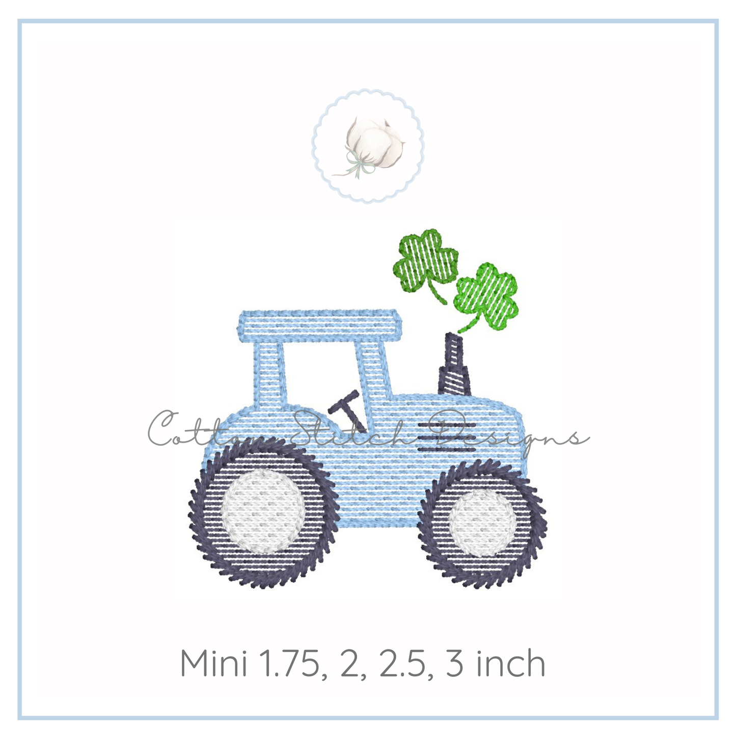 Mini Shamrock Tractor Sketch Embroidery Design