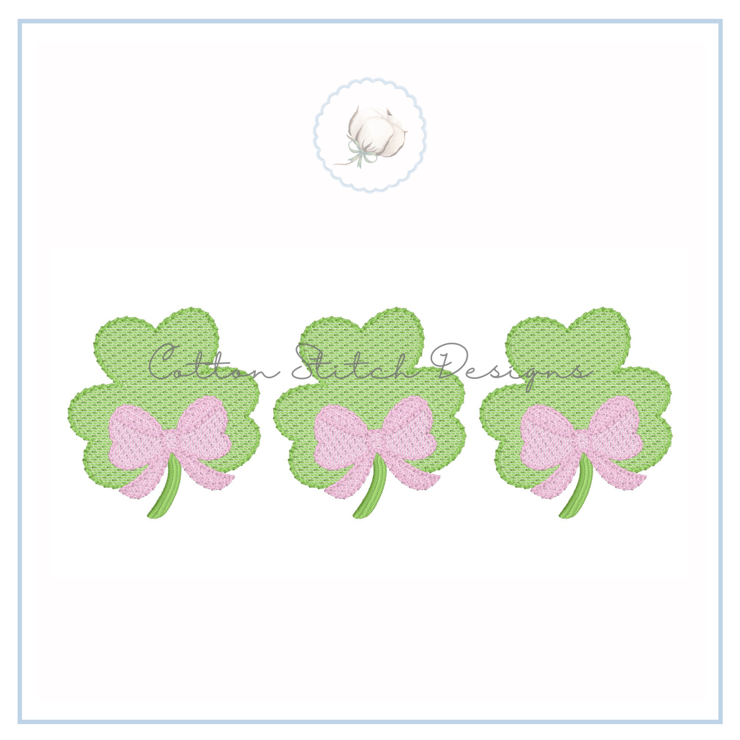 Shamrock Bow Trio Embroidery Design