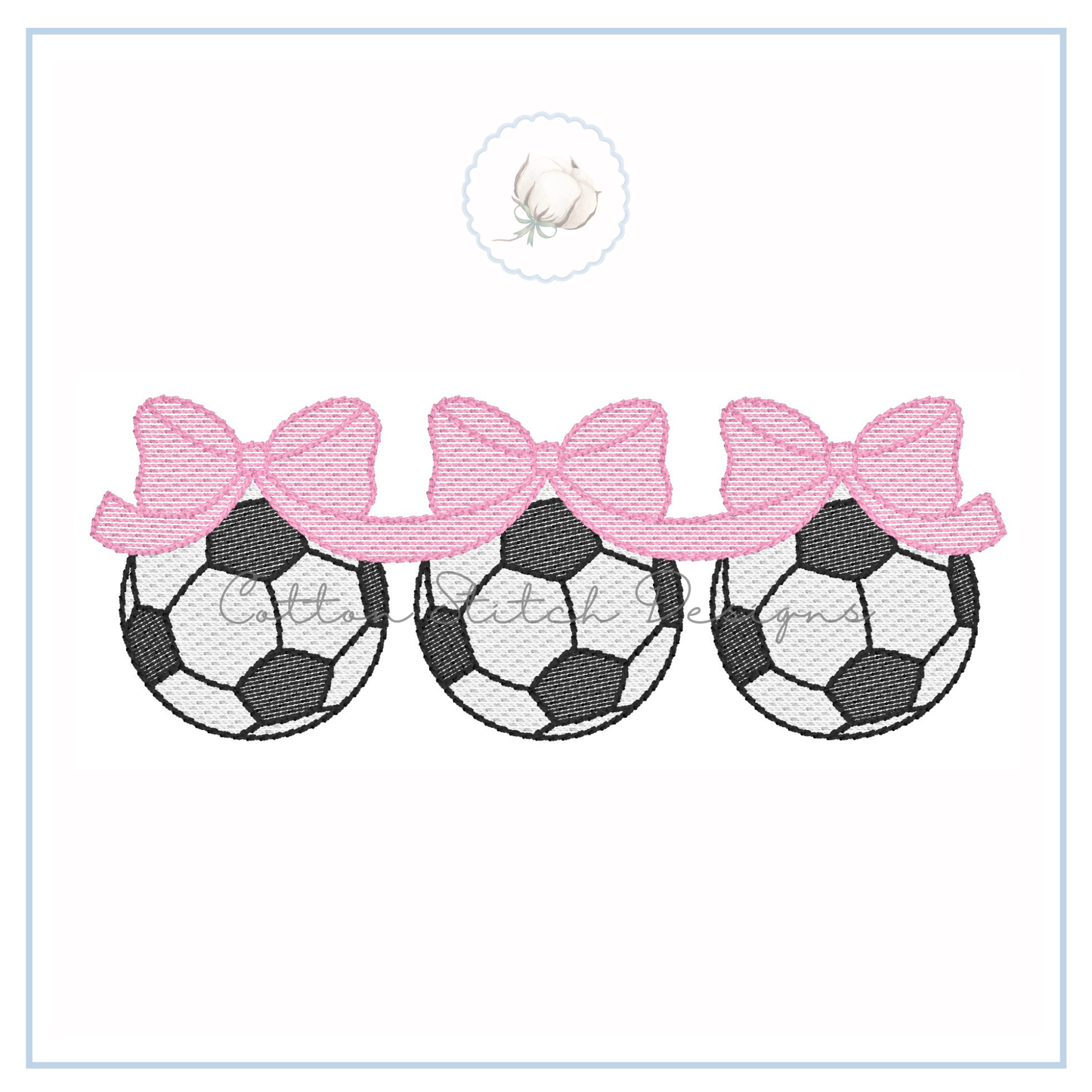 Soccer Ball with Bow Embroidery Design