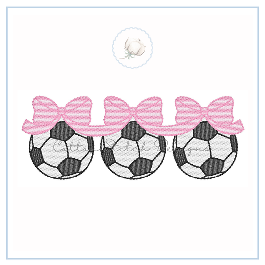 Soccer Ball with Bow Embroidery Design