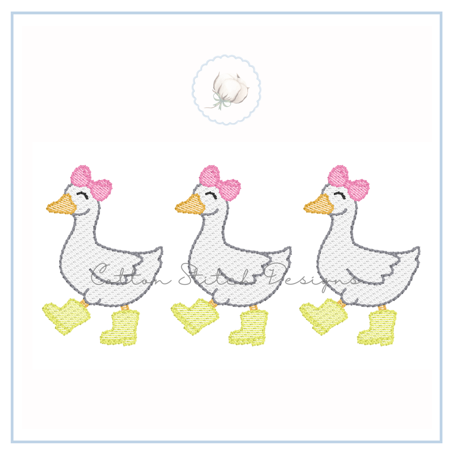 Spring Goose Bow Trio Embroidery Design
