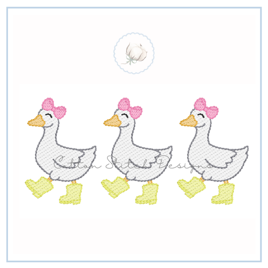 Spring Goose Bow Trio Embroidery Design