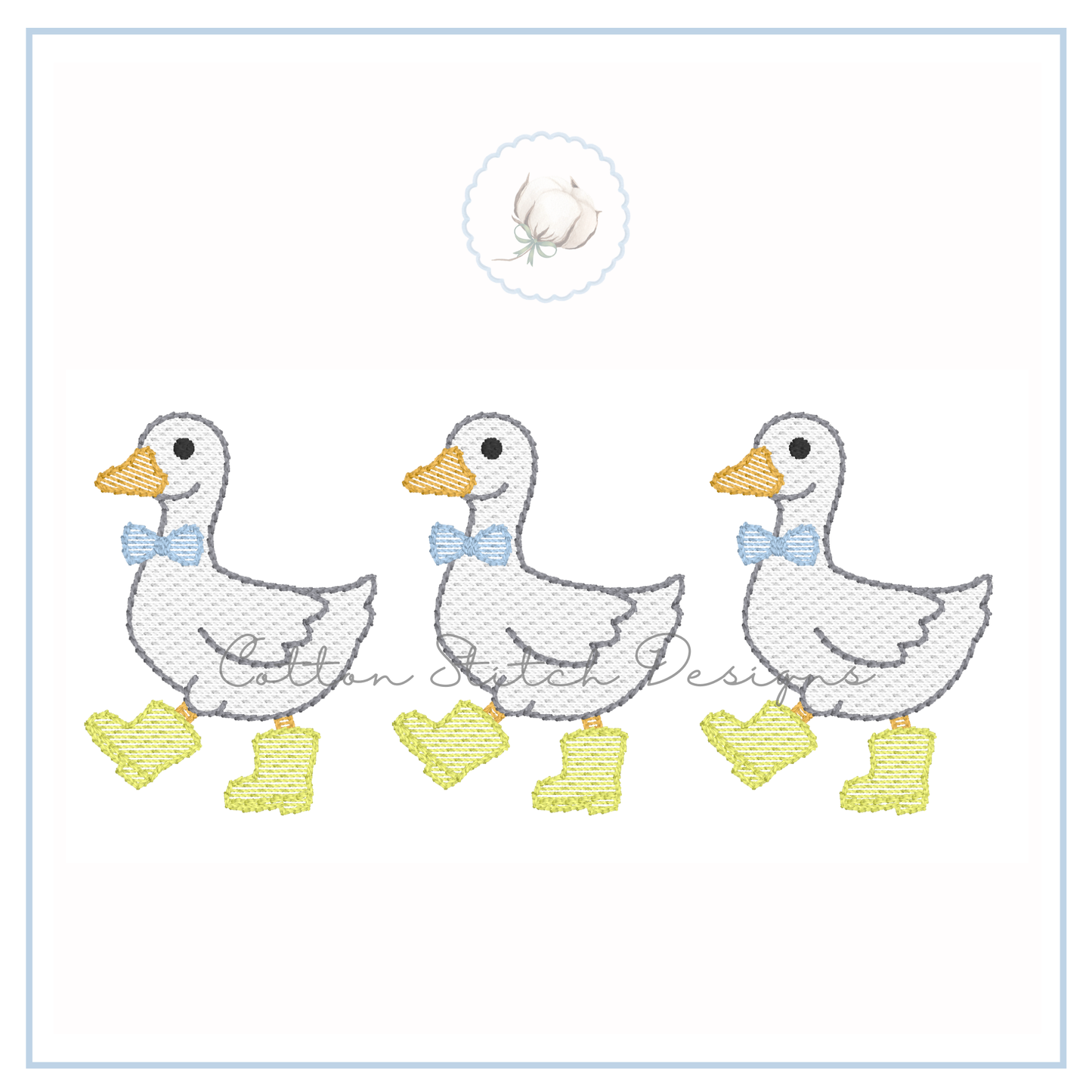 Spring Goose Bow Tie Trio Embroidery Design