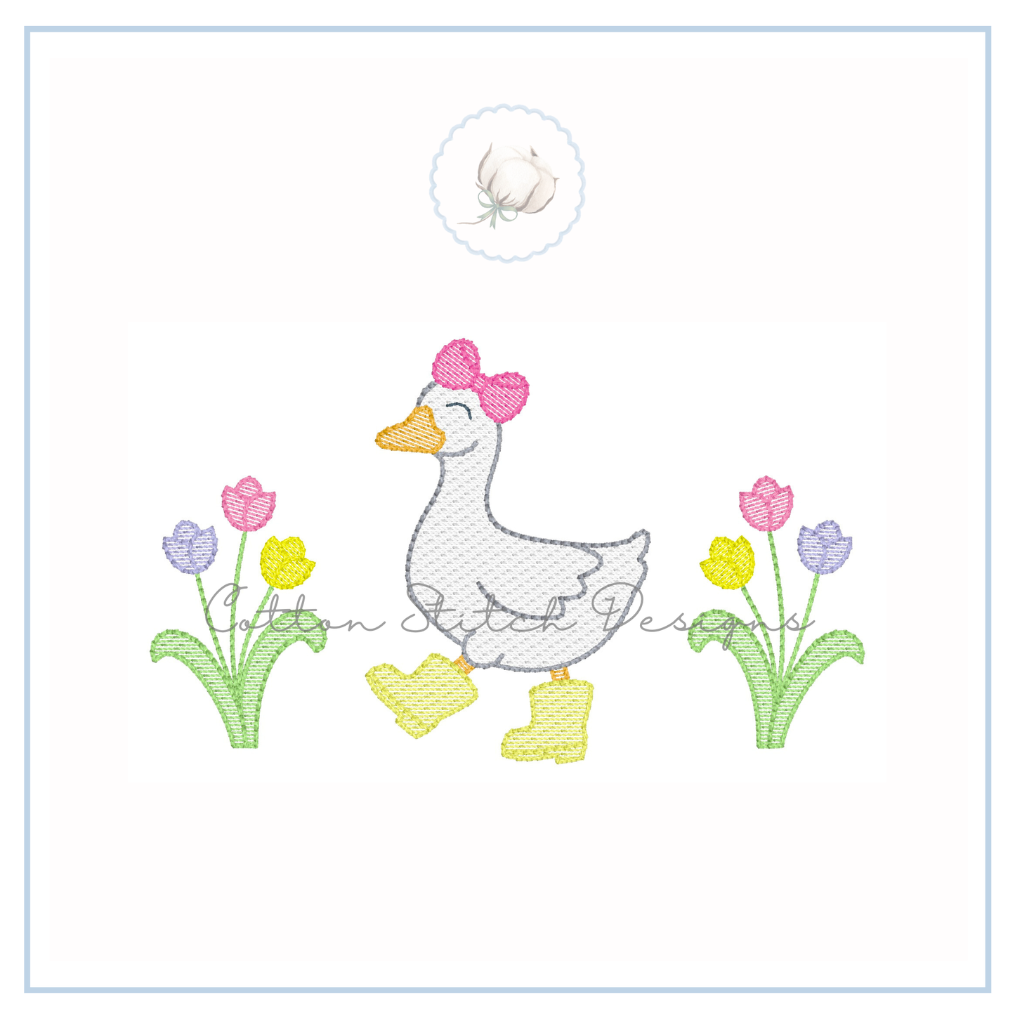 Spring Tulip Goose Sketch Embroidery Design
