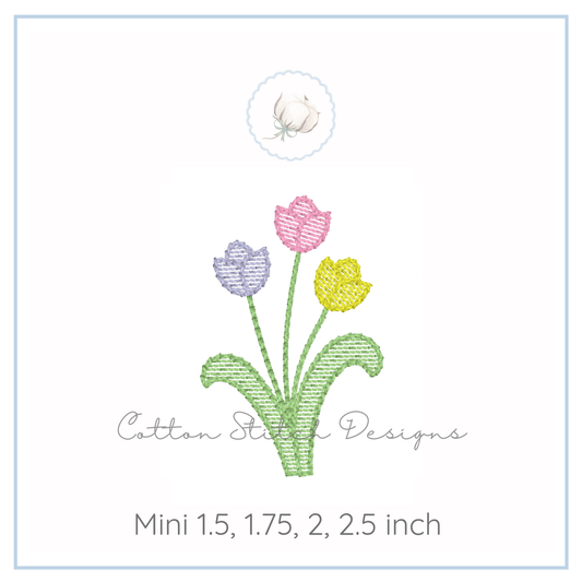 Mini Spring Tulips Embroidery Design