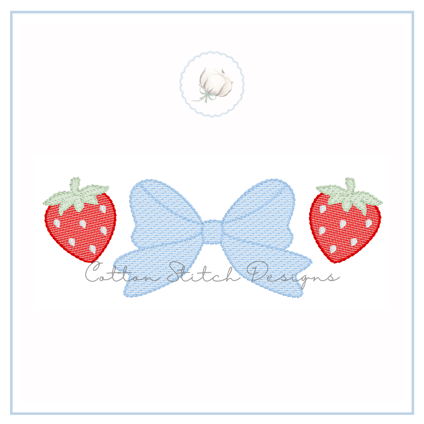 Strawberry Bow Embroidery Design
