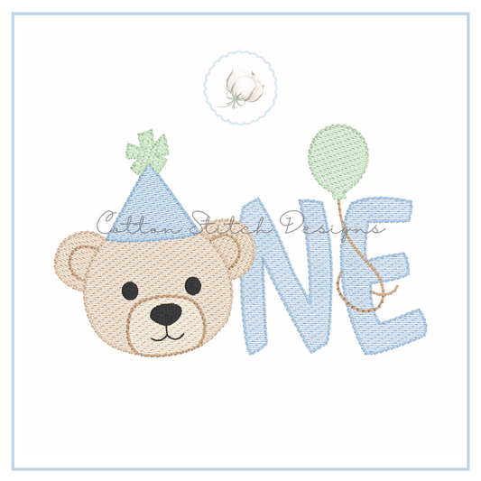Teddy Bear Birthday One Embroidery Design