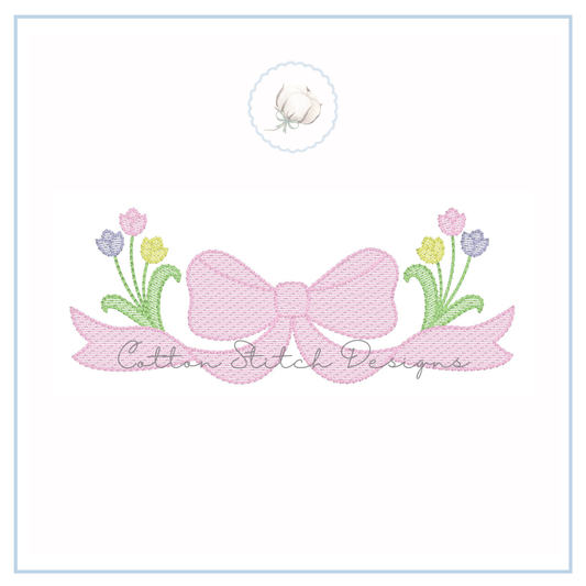 Spring Tulip Bow Embroidery Design