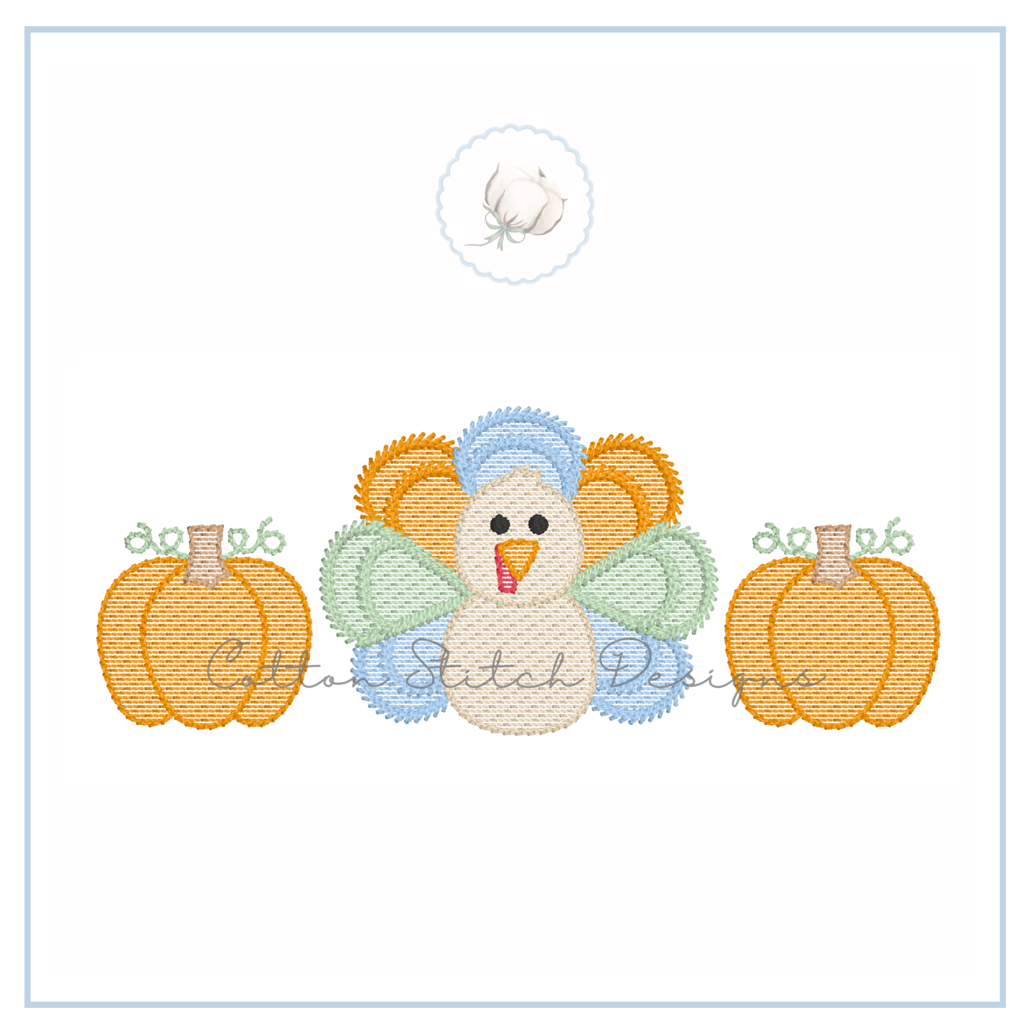 Turkey Boy Pumpkins Embroidery Design