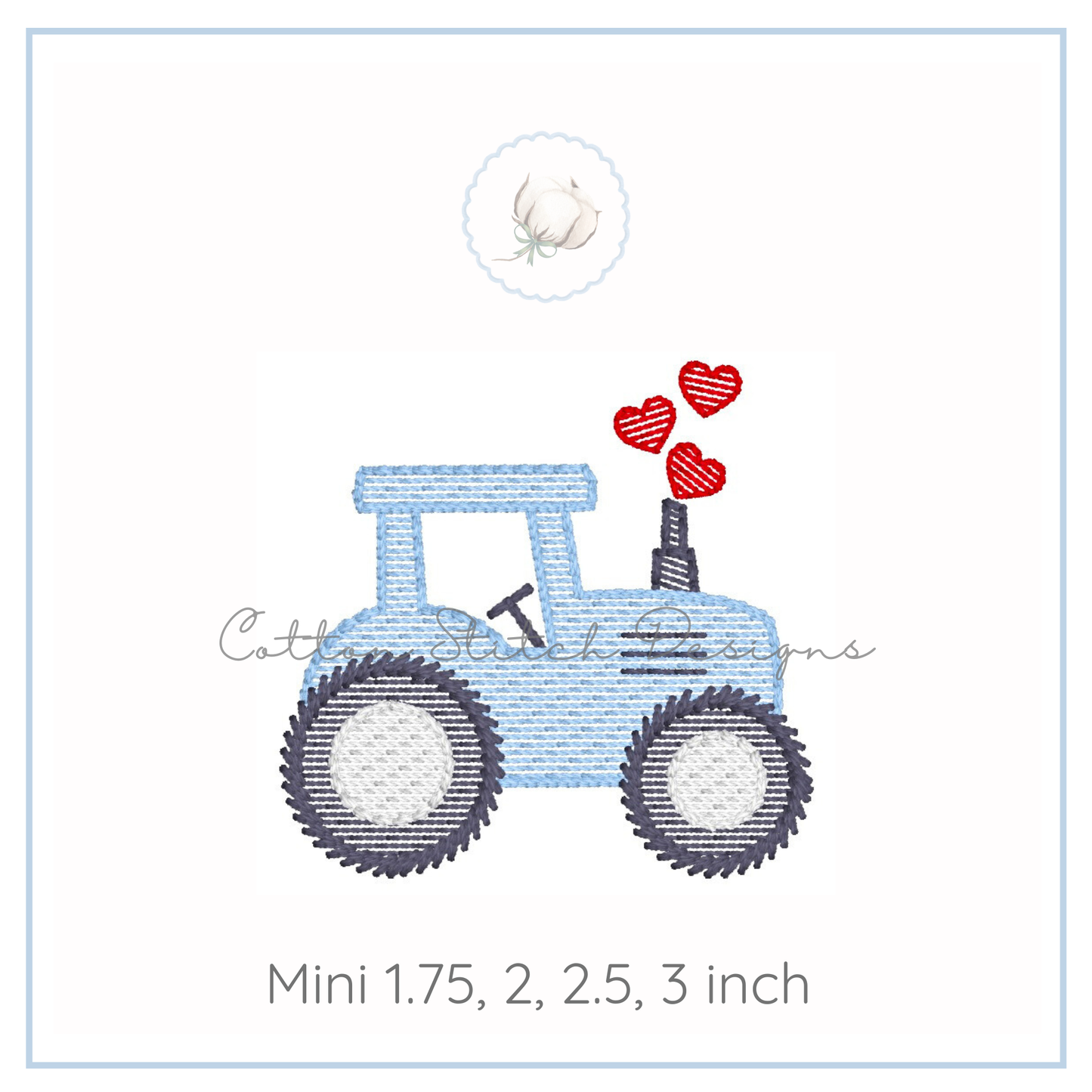 Mini Valentine Tractor Sketch Embroidery Design