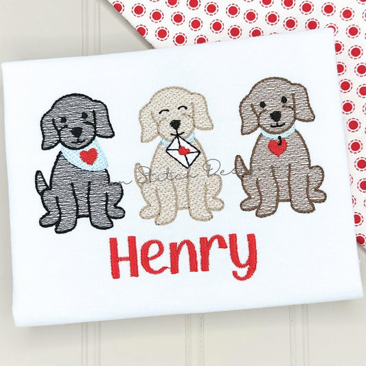 Valentine Puppy Trio Embroidery Design