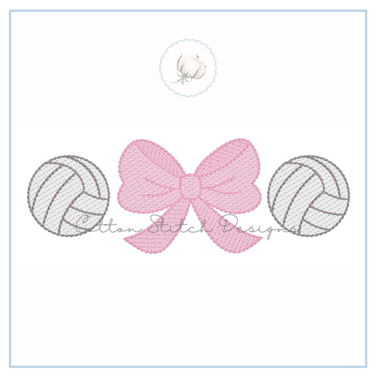 Volleyball Bow Embroidery Design