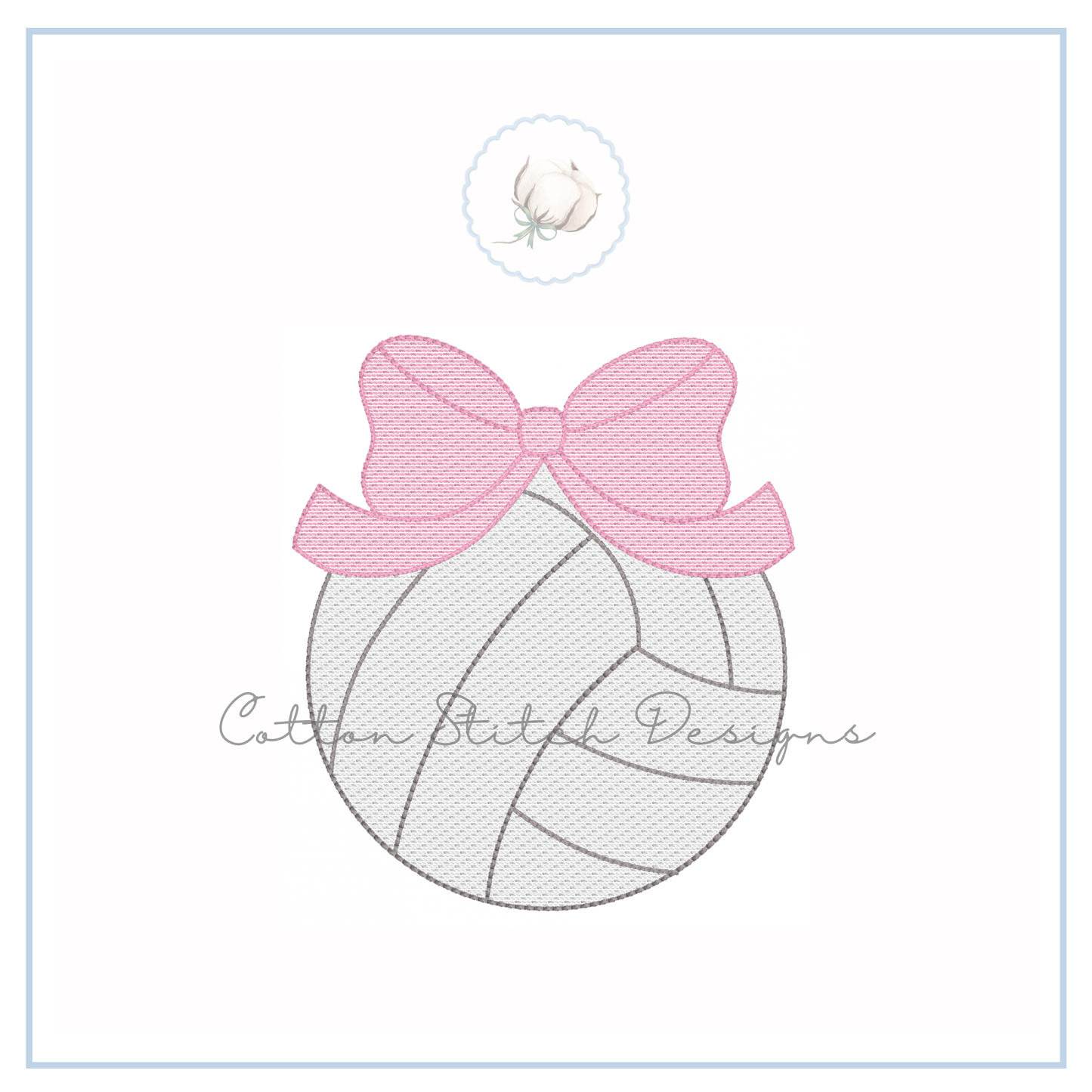 Volleyball Coquette Bow Embroidery Design