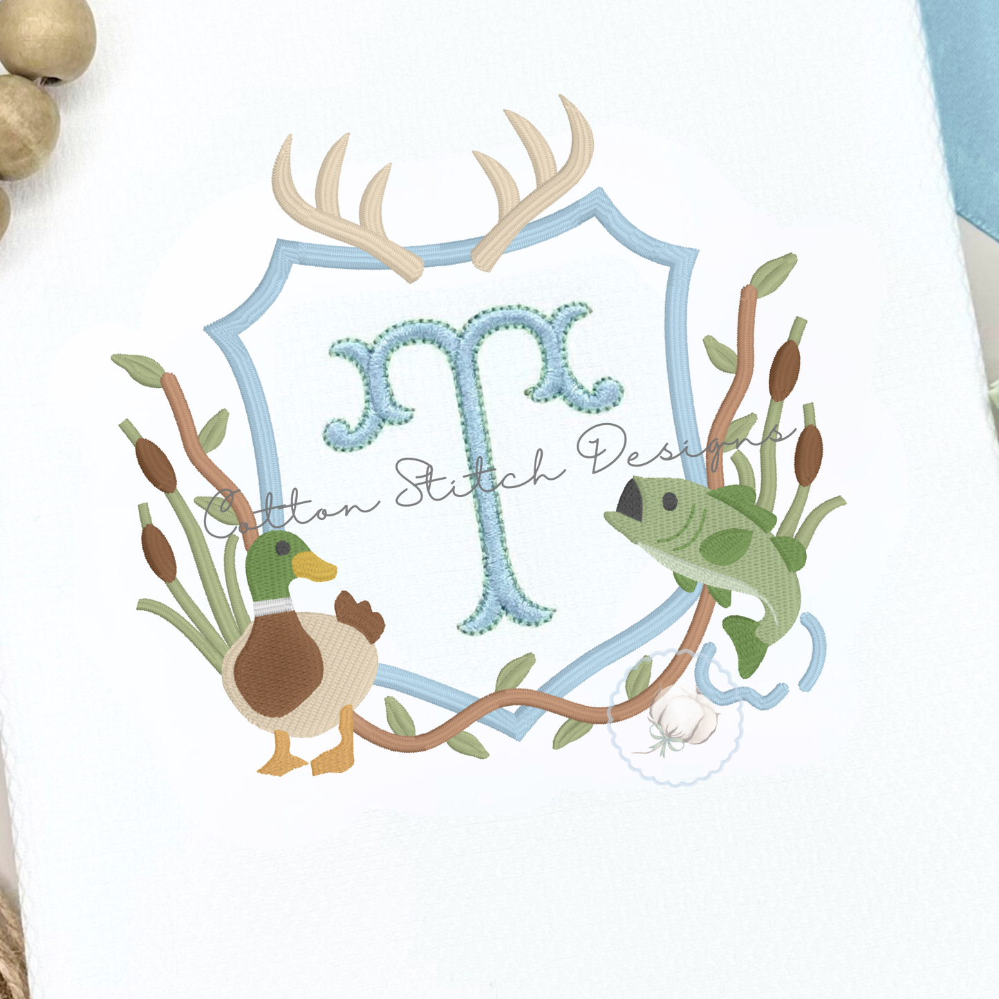 Wildlife Monogram Crest Embroidery Design