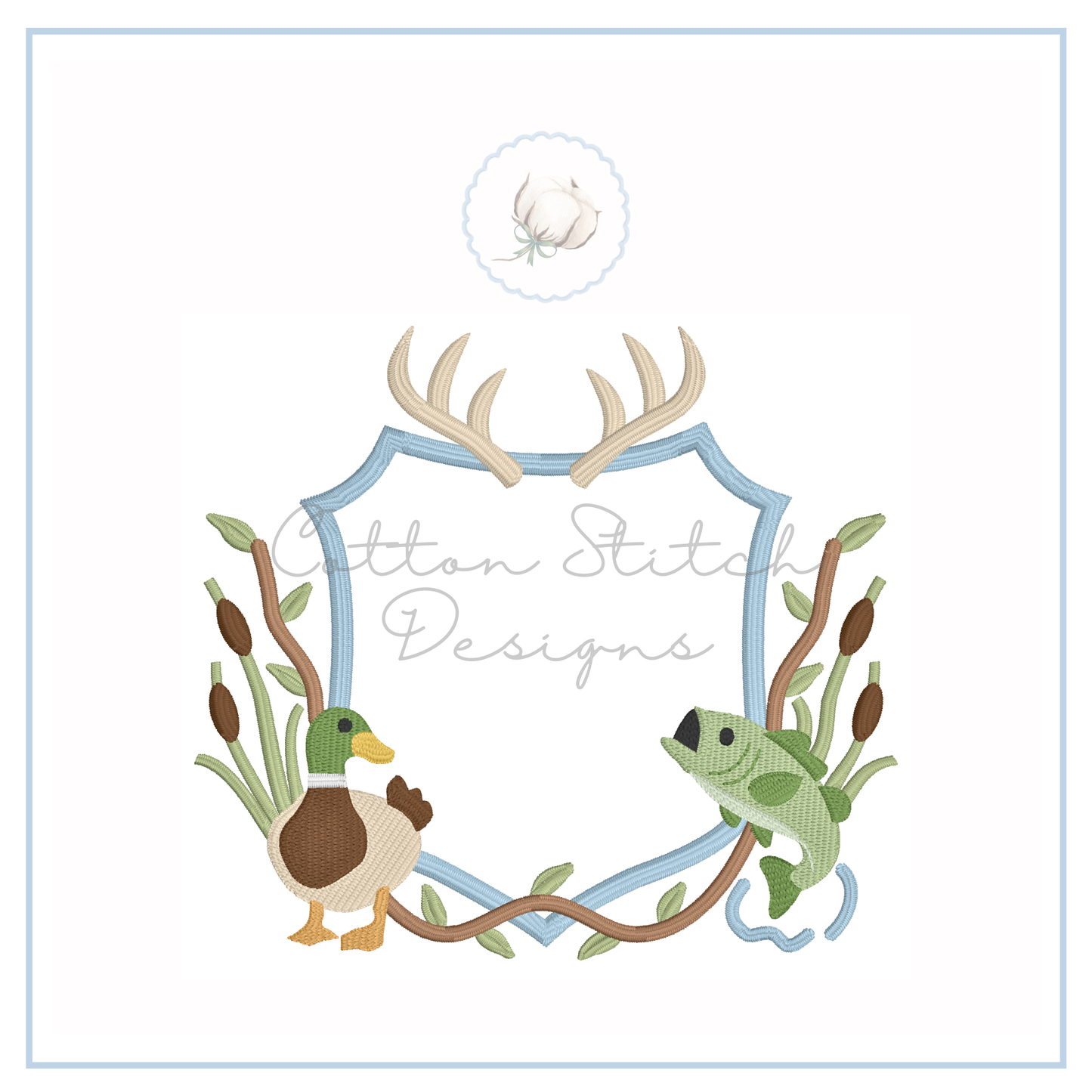 Wildlife Monogram Crest Embroidery Design