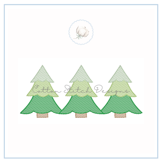 Winter Tree Trio Sketch Embroidery Design