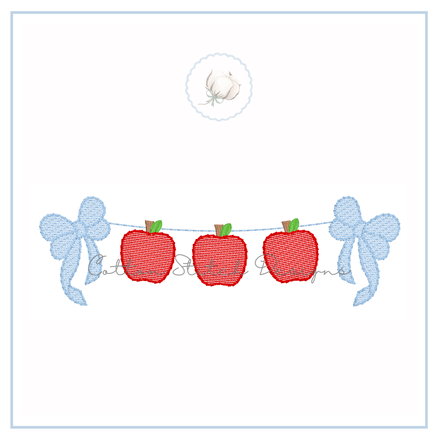 Apple Bow Swag Embroidery Design
