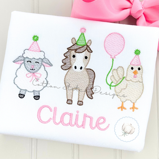 Barnyard Birthday Trio Embroidery Design