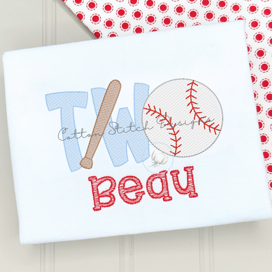 Baseball Birthday Two Embroidery Design