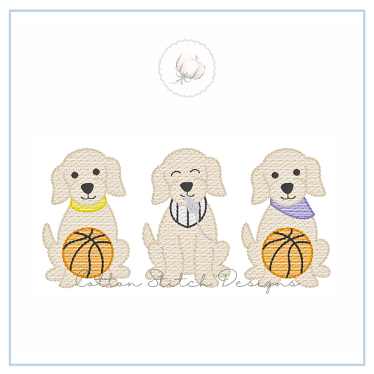 Basketball Puppy Trio Embroidery Design
