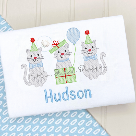 Birthday Kitten Trio Embroidery Design