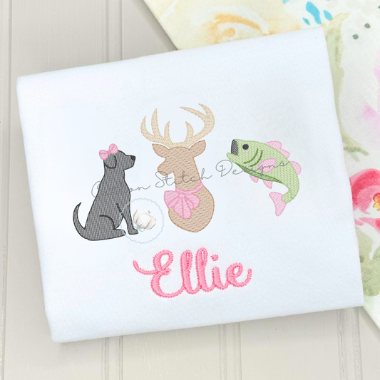 Dog Deer Bass Bow Embroidery Design