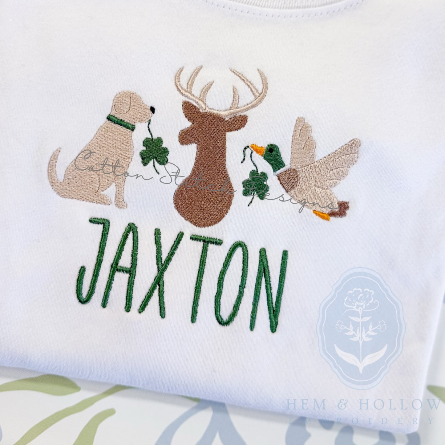 Dog Deer Mallard Shamrock Fill Stitch Embroidery Design