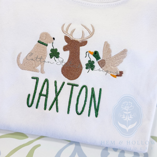 Dog Deer Mallard Shamrock Fill Stitch Embroidery Design