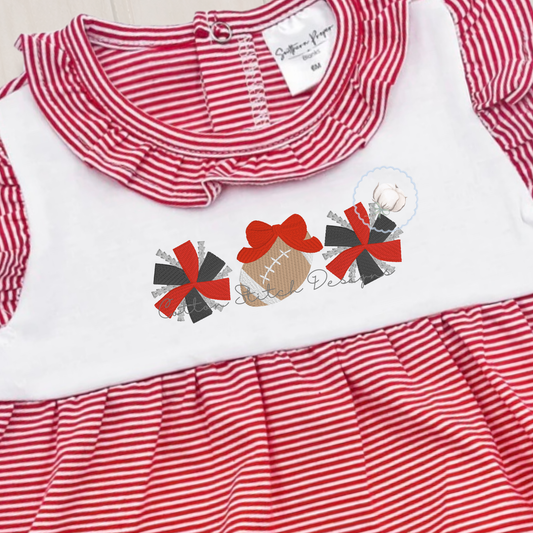 Football Pom Pom Trio Fill Stitch Embroidery Design