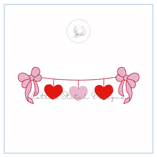 Heart Bow Swag Fill Stitch Embroidery Design