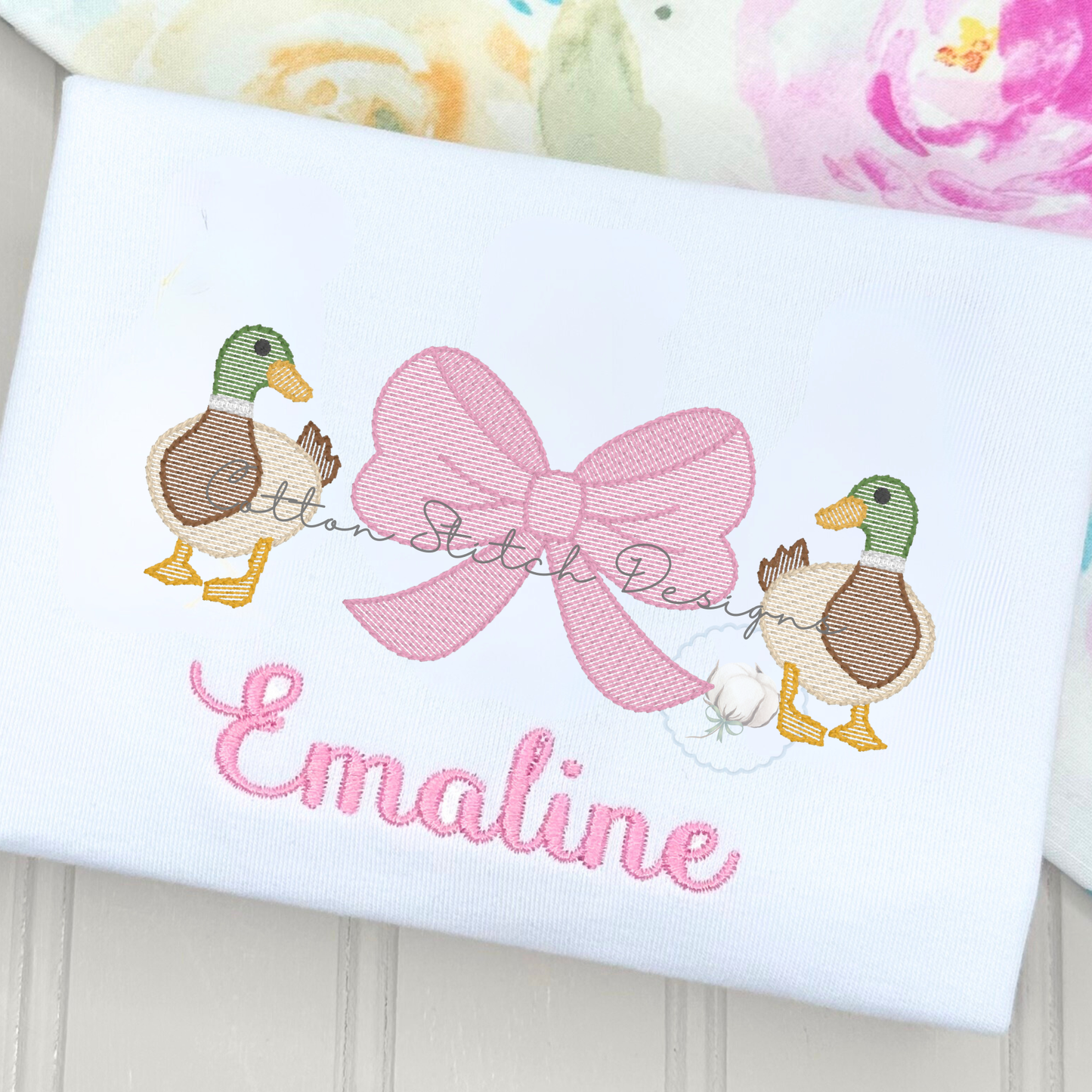 Mallard Bow Embroidery Design