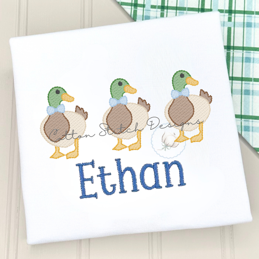 Mallard Duck Bow Tie Trio Embroidery Design
