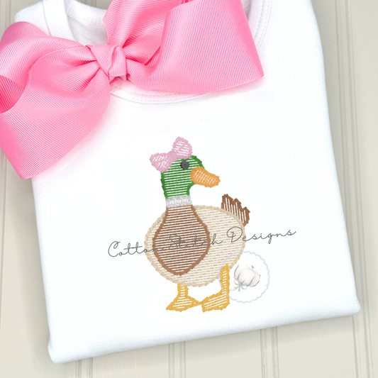 Mallard Duck Bow Embroidery Design