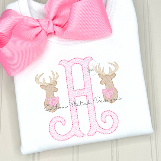 Mini Deer with Bow Sketch Embroidery Design
