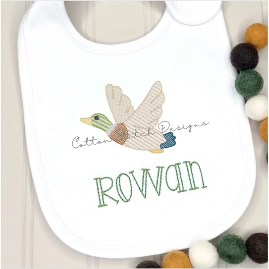 Mini Flying Mallard Duck Embroidery Design