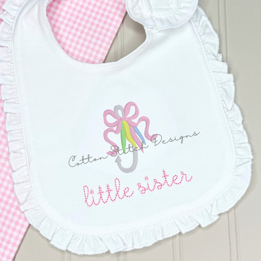 Mini Fishing Lure with Bow Fill Stitch Embroidery Design