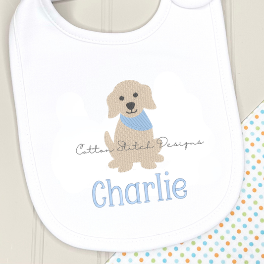 Mini Puppy with Bandana Fill Stitch Embroidery Design
