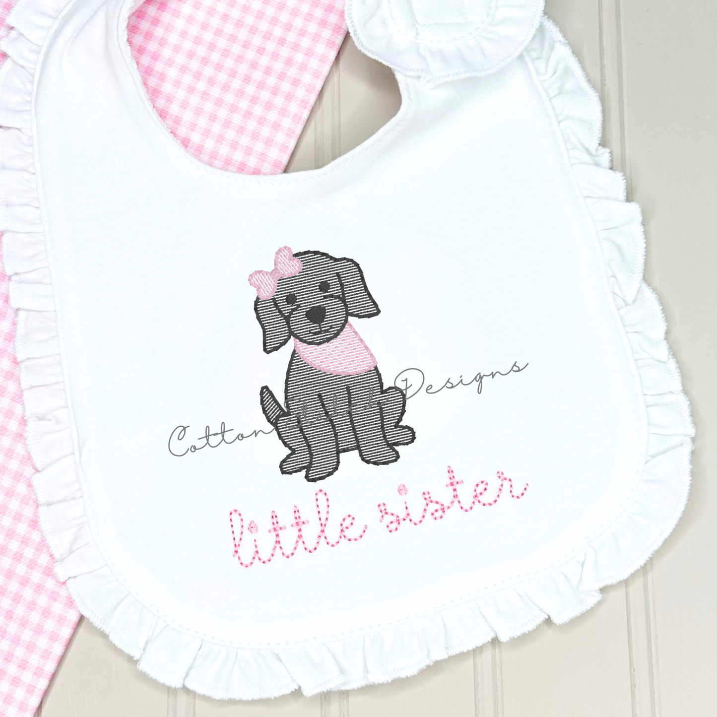 Mini Puppy Girl Sketch Embroidery Design