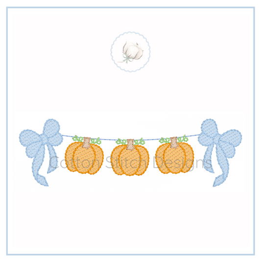 Machine Embroidery design Cotton Stitch Designs Embroidery design of pumpkins and bows on a white background