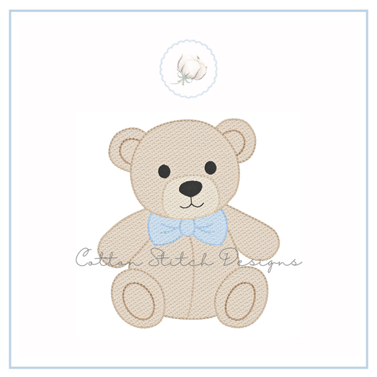 Teddy Bear with Bow Tie Embroidery Design
