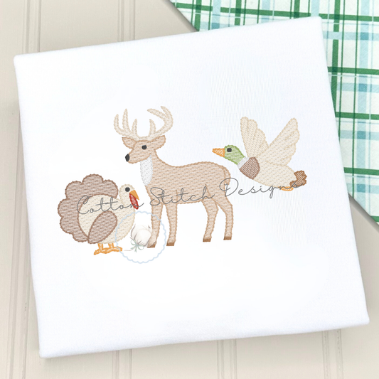 Turkey Deer Mallard Trio Embroidery Design